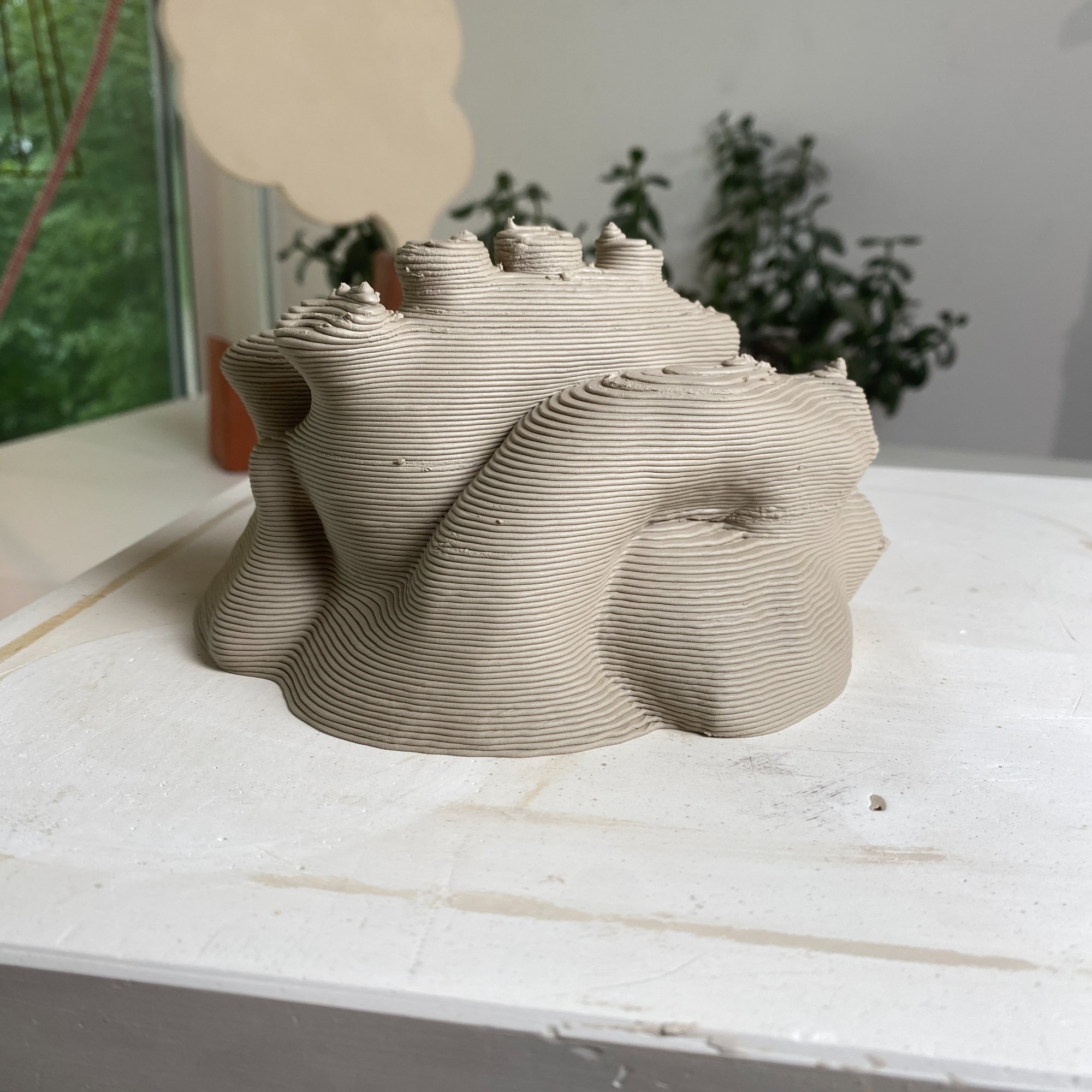 Unfired 3D printed clay