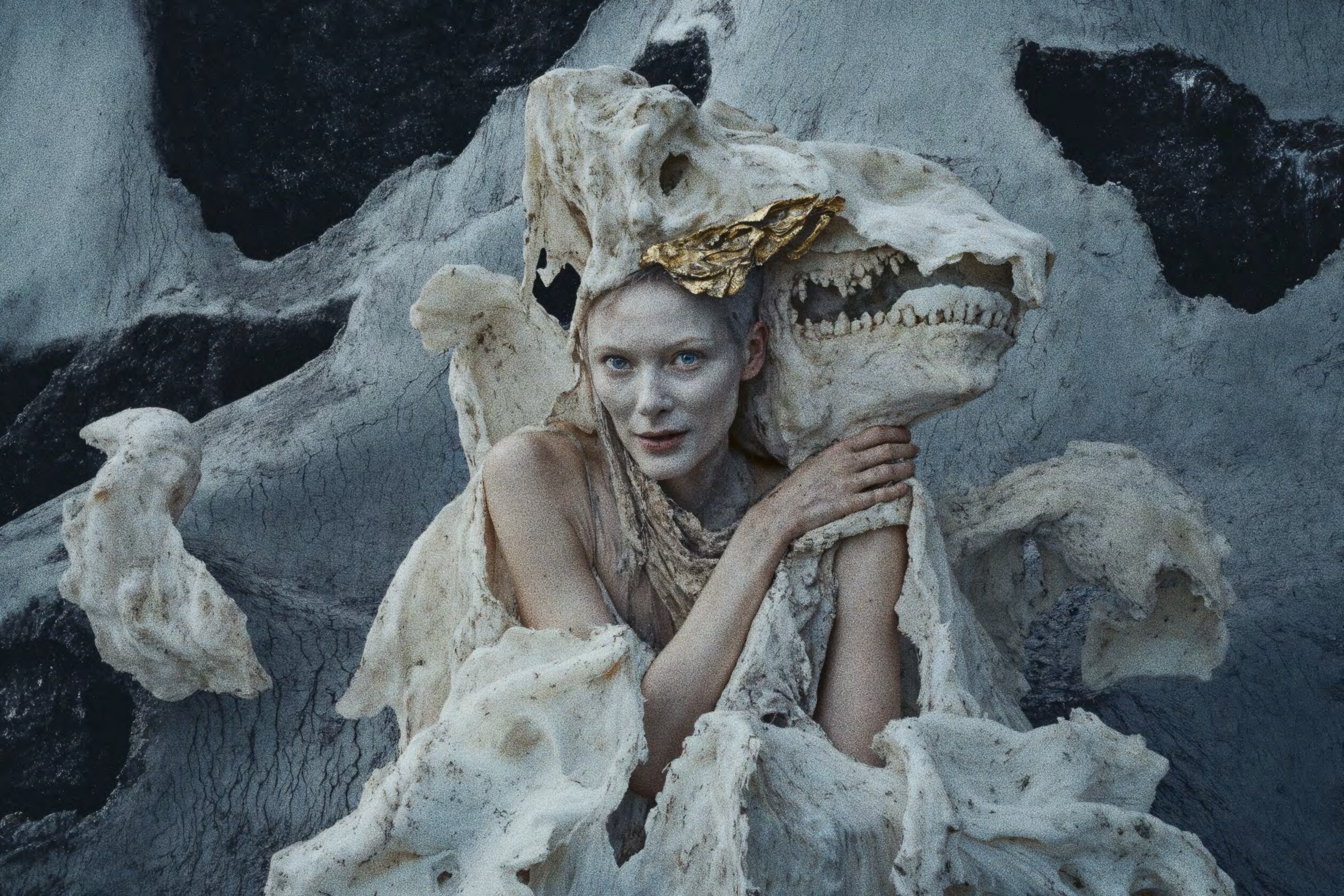 Figure with skull headdress