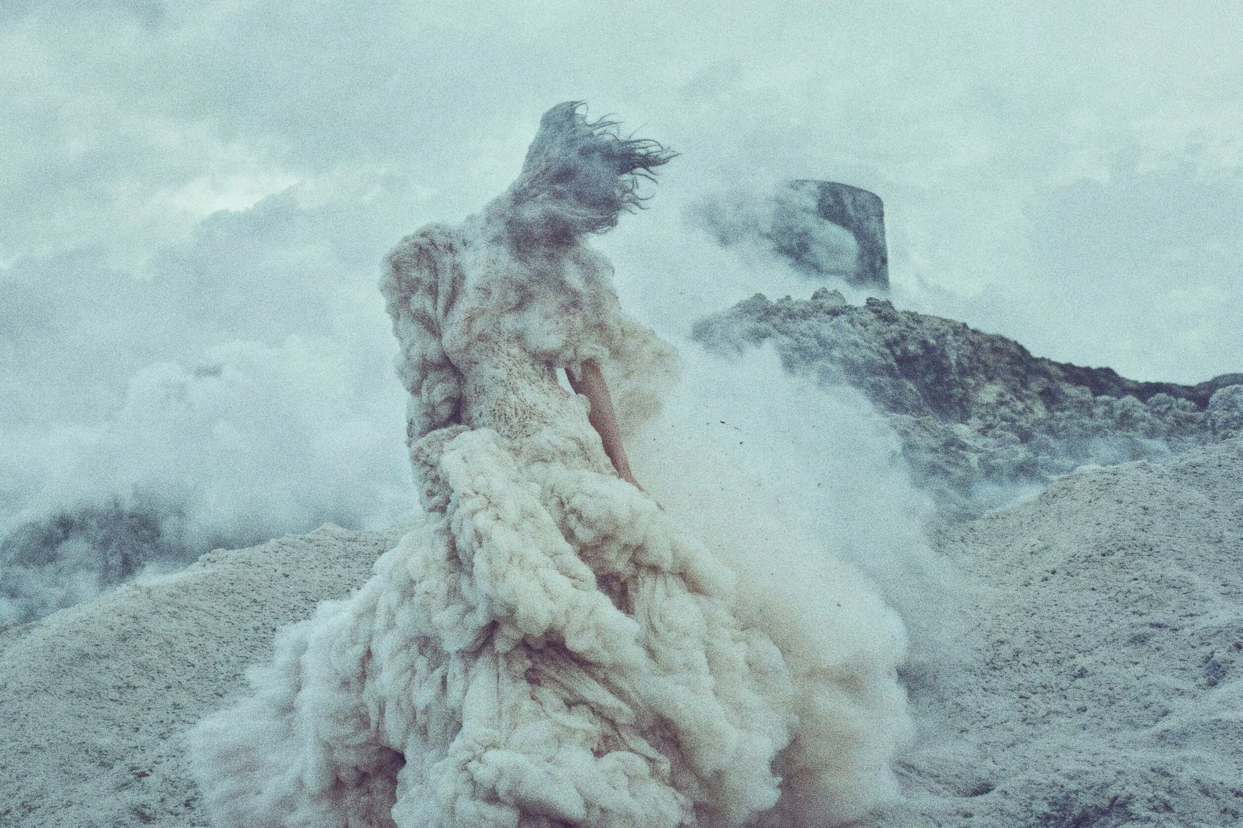 Figure in volcanic smoke